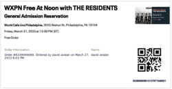 Ticket stub (digital), tags: Ticket - The Residents on Mar 31, 2023 [529-small]