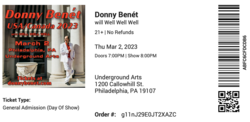Ticket stub (digital), tags: Ticket - Donny Benet / Well Well Well on Mar 2, 2023 [530-small]