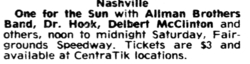 Allman Brothers Band / Dr. Hook / Delbert McClinton / Don Schlitz / The Night Hawks / Billy Earl McClelland Band / Ron Cornelius Band on May 30, 1981 [756-small]