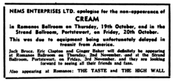 Cream / Taste / Rory Gallagher / Tara on Oct 19, 1967 [344-small]