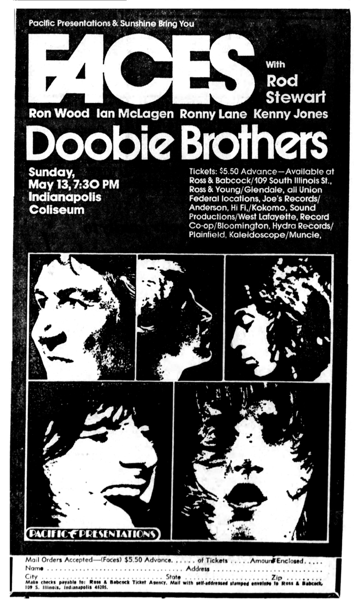 May 13, 1973: Rod Stewart / Faces / Doobie Brothers at Indianapolis