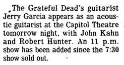 Jerry Garcia / Robert Hunter / John Kahn on Nov 24, 1984 [295-small]