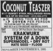 System of a Down / Krakwurx / Supermodel / Dry Rot (CA) / Hate Seed / Flood on Nov 4, 1995 [742-small]