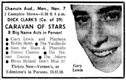 Gary Lewis & The Playboys / The Yardbirds / Sam The Sham & The Pharaohs / Bryan Hyland on Nov 7, 1966 [273-small]