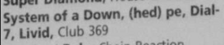 System of a Down / (hed) p.e. / Dial 7 / Livid on Dec 17, 1998 [222-small]