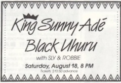 King Sunny Adé / Black Uhuru with Sly & Robbie on Aug 18, 1984 [651-small]