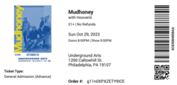 Ticket stub (digital), tags: Ticket - Mudhoney / Hooveriii on Oct 29, 2023 [622-small]
