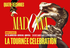 Updated graphic/poster showing new dates for the show., tags: Madonna, Montréal, Québec, Canada, Gig Poster, Bell Centre - Madonna / Bob the Drag Queen on Jan 18, 2024 [395-small]