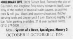 System of a Down / Apocalypso / Mercury 5 on Oct 14, 1996 [976-small]