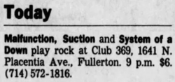 System of a Down / Malfunction / Suction on Nov 15, 1996 [988-small]