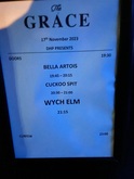 Stage Times, wych elm / Cuckoo Spit / Bella Artois on Nov 17, 2023 [332-small]