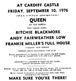 Queen / Ritchie Blackmore / Andy Fairweather Low / Frankie Miller's Full House on Sep 10, 1976 [149-small]