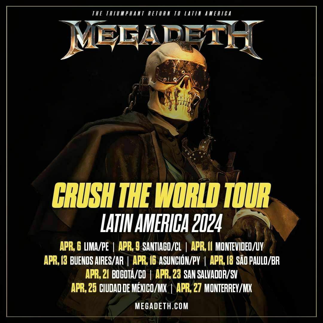 Apr 06, 2024 Megadeth at Arena 1 Lima, Lima, Peru Concert Archives