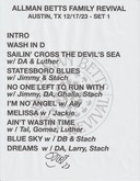 Setlist (set 1 of 2) signed by Alex "Orbi" Orbison, Allman Betts Family Revival on Dec 17, 2023 [905-small]