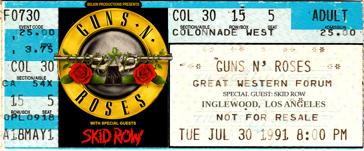 Jul 30, 1991: Guns N' Roses / Skid Row at Great Western