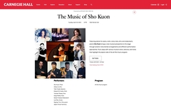 Carnegie Hall Website, The Music of Sho Kuon, Presented by ARTXUEST NEW YORK INC. (2024), tags: Yuko Tsuda, Sho Kuon, Andy Lin, Edward W. Hardy, Yoshiaki Okawa, Greg Pattillo, Seizan Fukuda, Japan Choral Harmony, New York, New York, United States, Setlist, Advertisement, Weill Recital Hall, Carnegie Hall - The Music of Sho Kuon on Apr 23, 2024 [387-small]