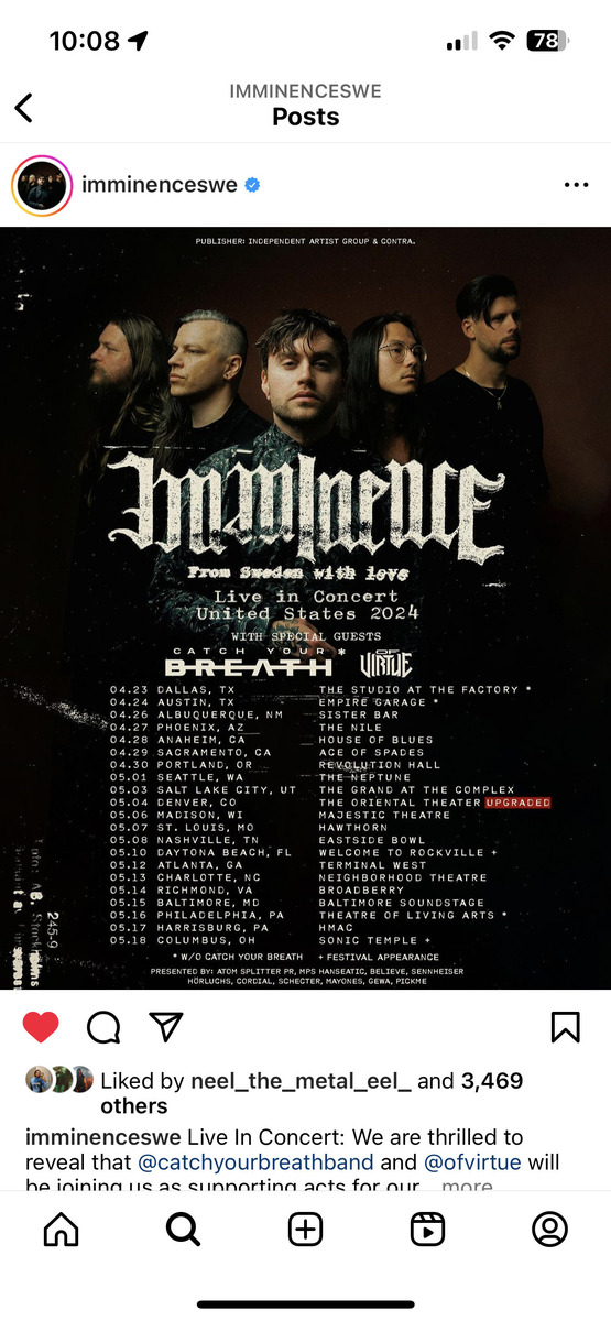 May 07, 2024 Imminence / Catch Your Breath / Of Virtue at The Hawthorn
