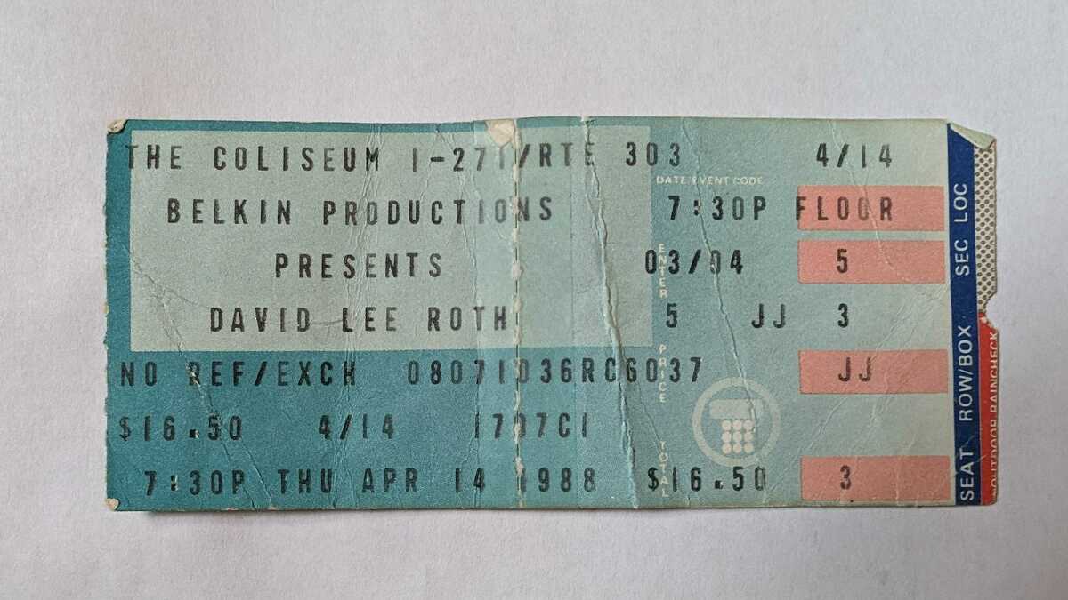 David Lee Roth's 1988 Concert & Tour History Concert Archives