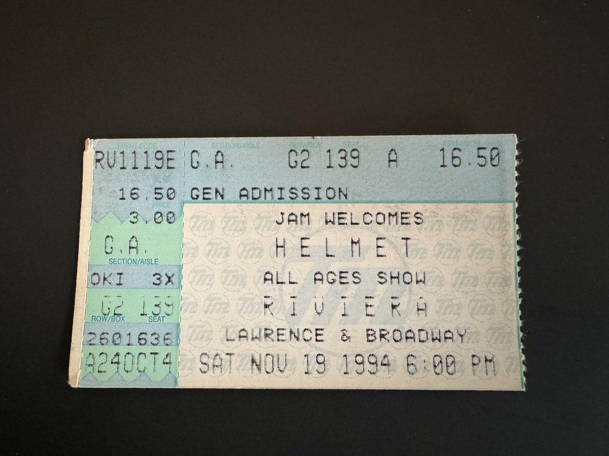 Nov 19, 1994 Helmet / Quicksand / Orange 9mm at The Riviera Theater