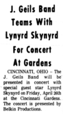 The J. Geils Band / Lynyrd Skynyrd on Apr 26, 1974 [958-small]