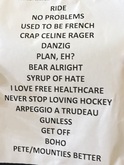 I snapped this pic of the setlist...they gave most of the songs new Canadian names 😂, tags: The Dandy Warhols, Toronto, Ontario, Canada, The Danforth Music Hall - The Dandy Warhols / Sisters of Your Sunshine Vapor on Mar 12, 2024 [705-small]