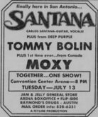 San Antonio Express ad, Santana / Tommy Bolin / Moxy on Jul 13, 1976 [098-small]