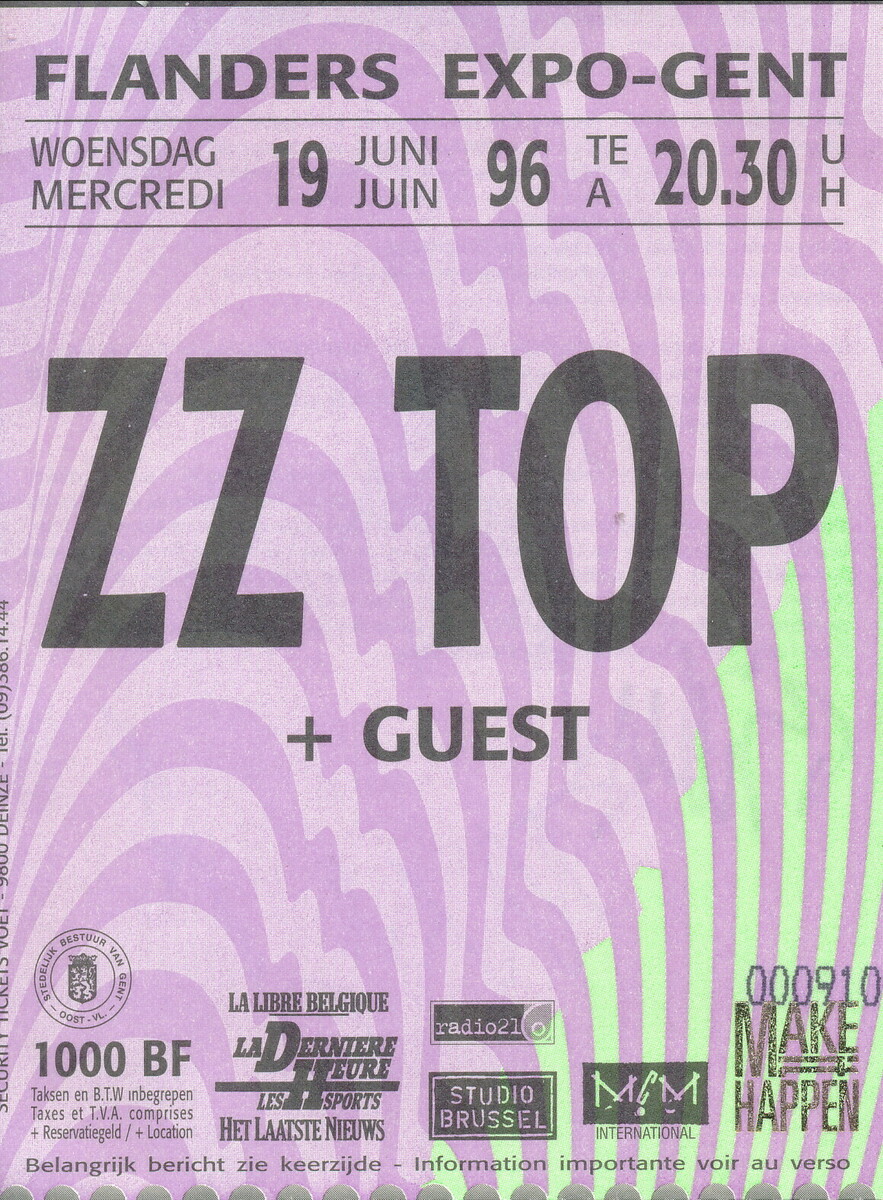 Jun 19 1996 zz top aston villa at flanders expo ghent flanders
