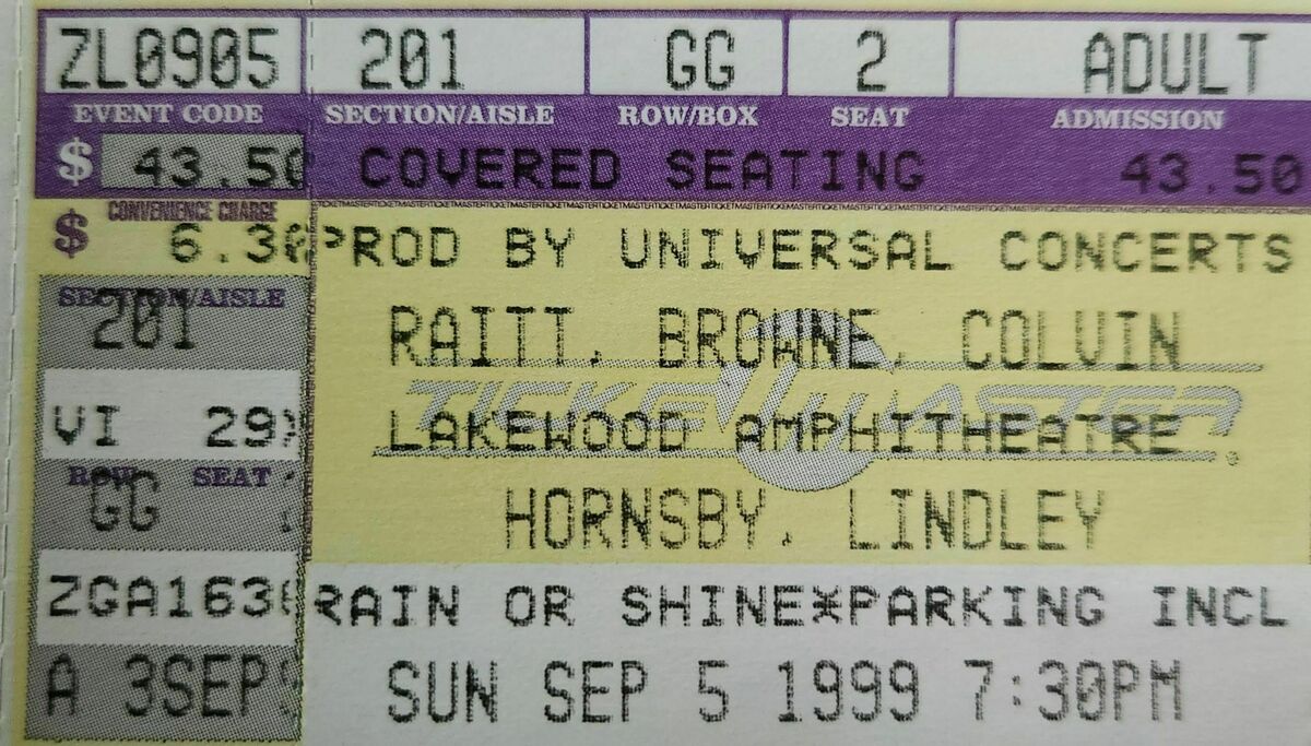 Bonnie Raitt's 1999 Concert & Tour History Concert Archives