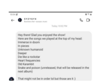 Setlist was provided at my request by the singer of S Y Z Y G Y Z via Instagram, Stabbing Westward / S Y Z Y G Y X on Apr 19, 2024 [336-small]