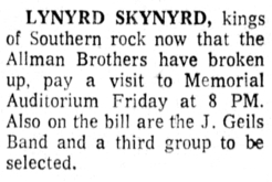 Lynyrd Skynyrd / The J. Geils Band / The Alpha Band on Oct 29, 1976 [680-small]