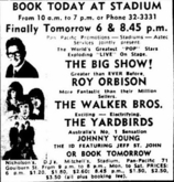 Roy Orbison / The Walker Brothers / The Yardbirds / Johnny Young on Jan 23, 1967 [539-small]