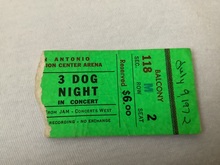 My ticket stub, Three Dog Night / BW Stevenson on Jul 9, 1972 [284-small]