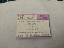 My ticket stub, Heart on Jul 16, 1981 [289-small]