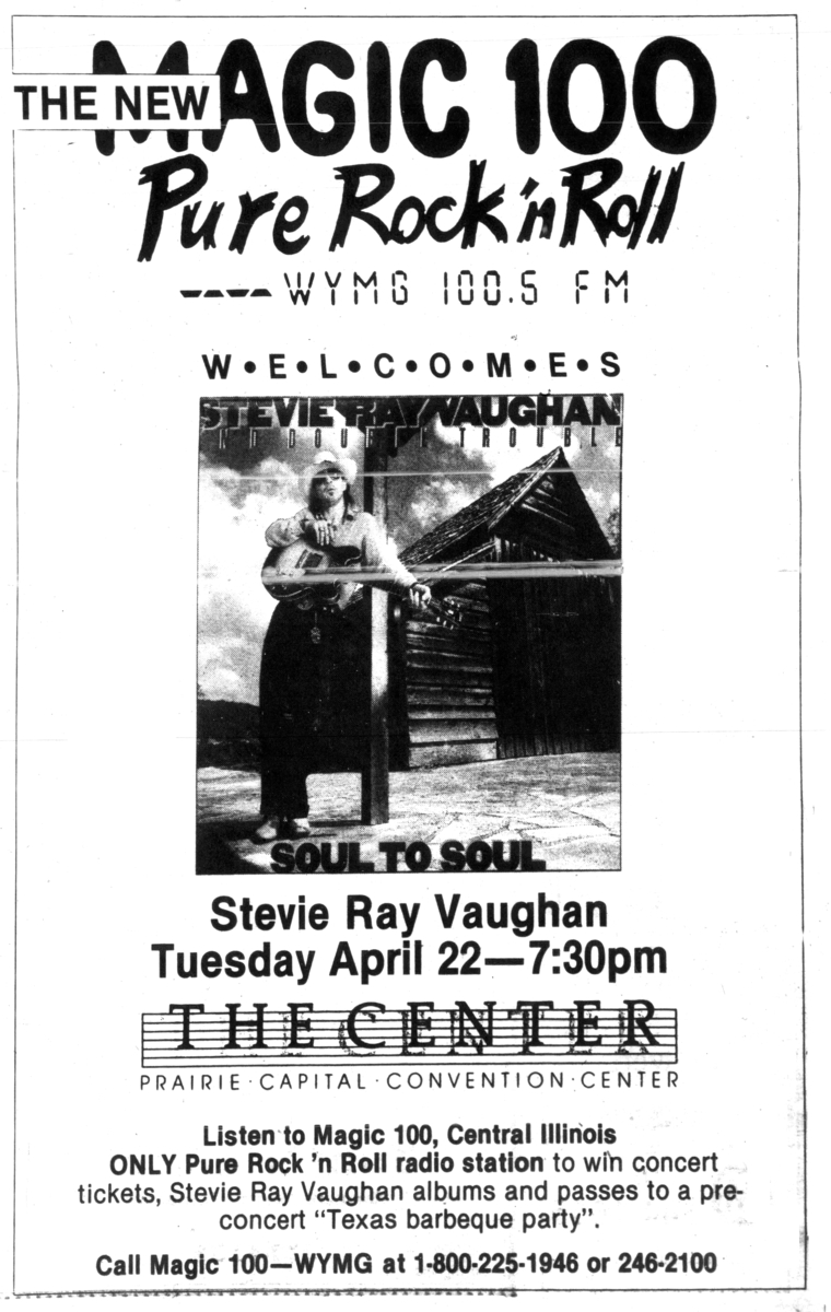 Apr 22, 1986 Stevie Ray Vaughan at Prairie Capital Convention Center