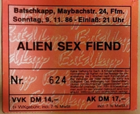 tags: Alien Sex Fiend, Frankfurt am Main, Hesse, Germany, Ticket, Batschkapp, Frankfurt - Alien Sex Fiend on Nov 9, 1986 [819-small]