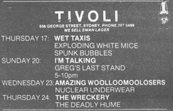 Wet Taxis / Exploding White Mice / Spunk Bubbles on Jul 17, 1986 [665-small]