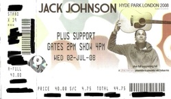 tags: Jack Johnson, London, England, United Kingdom, Ticket, Hyde Park - Jack Johnson / Ben Harper & The Innocent Criminals / G. Love & Special Sauce / Mason Jennings / DJ Ease on Jul 2, 2008 [891-small]