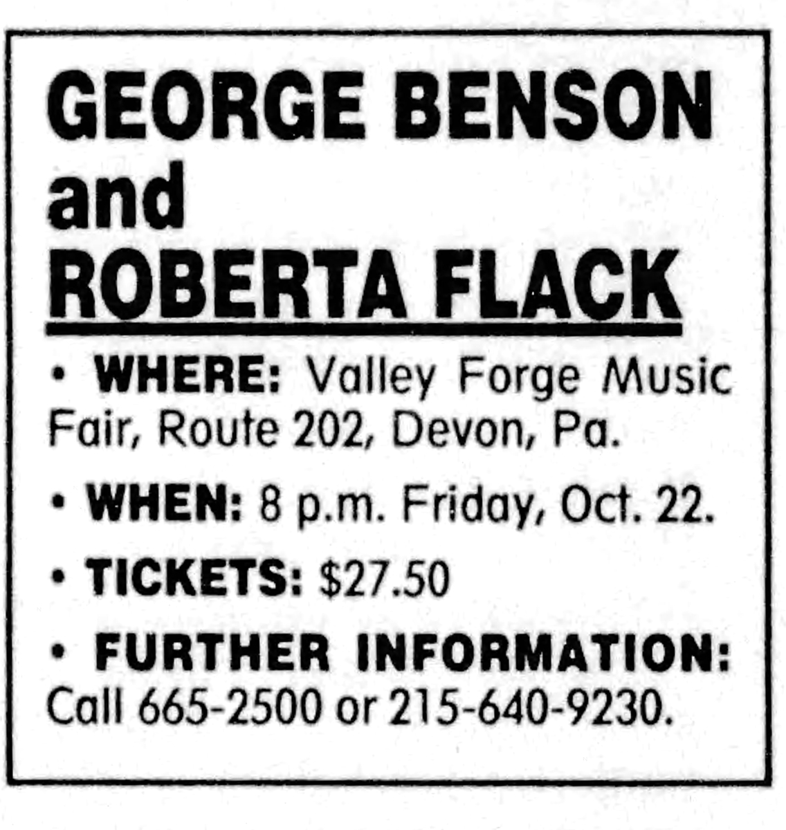 Oct 22 1993 George Benson Roberta Flack At Valley Forge Music Fair oct-22-1993-george-benson-roberta-flack-at-valley-forge-music-fair