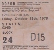 Concert ticket, Hawkwind (Hawklords) / Patrik Fitzgerald and The Softies on Oct 13, 1978 [215-small]