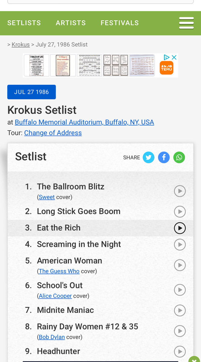 Krokus Concert & Tour History (Updated for 2024 2025) Concert Archives