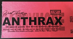 Anthrax / One Minute Silence / Mudvayne on Nov 30, 1998 [607-small]