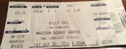 Ticket from postponed show, Billy Joel on Nov 21, 2016 [641-small]